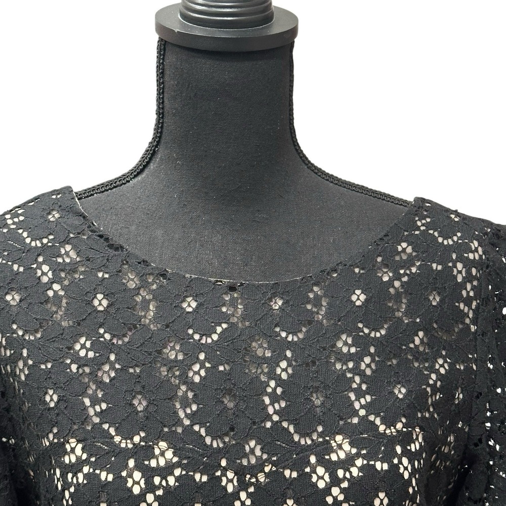Betsy Johnson Black Lace Dress Petticoat Illusion Cocktail Dress 3/4  Size 12 - Picture 2 of 11